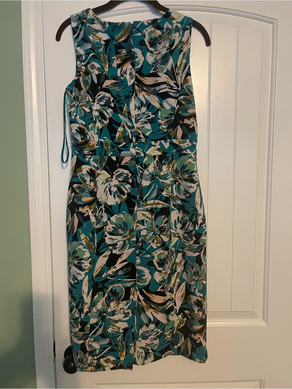 Sleeveless Teal Floral Sheath Dress